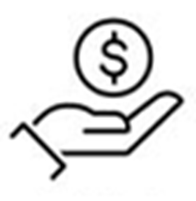 Icon image of coin floating above a hand.