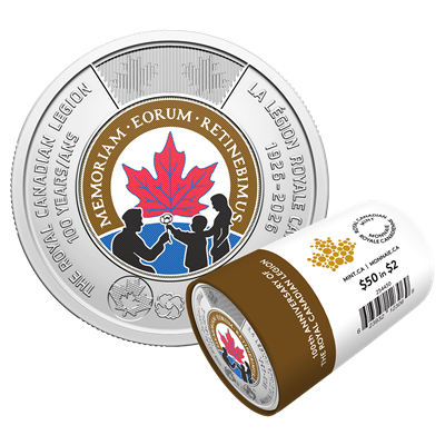 2026 $2 100th Anniversary of The Royal Canadian Legion Colourized Special Wrap Roll
