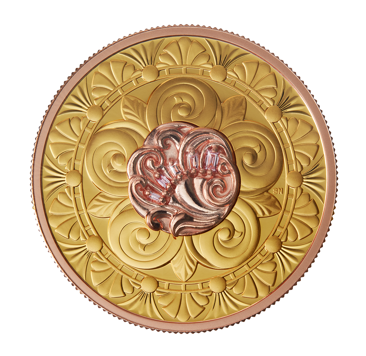 1 oz. Pure Gold Pink Diamond Coin – Treasure