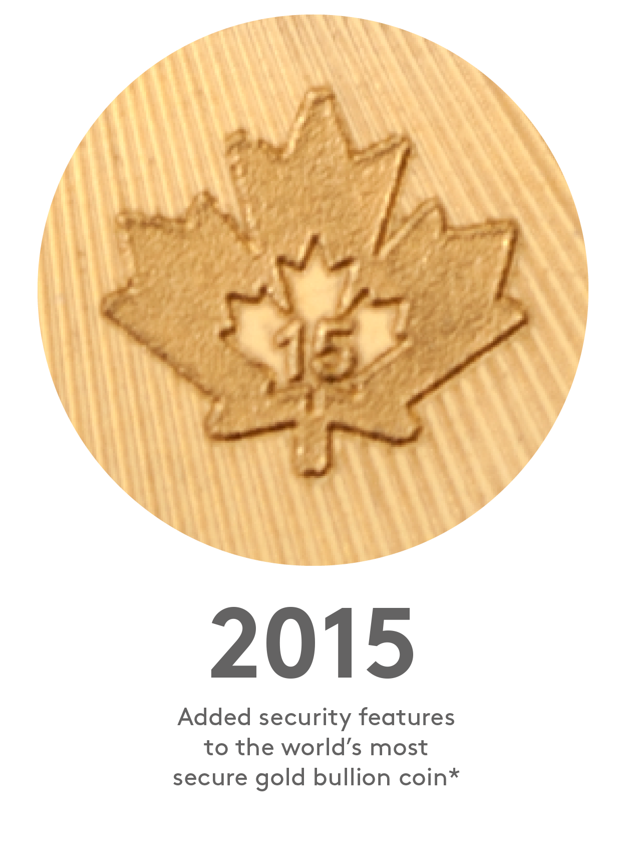 2015: Added security features to the world's most secure gold bullion coin*