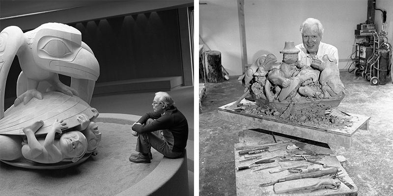 image Reid created more than 1,500 pieces, ranging from from jewelry, to silk-screen prints to the monumental carvings and the sculptures he is best known for today. Photos by Bill McLennan. Courtesy UBC Museum of Anthropology, Vancouver, Canada.