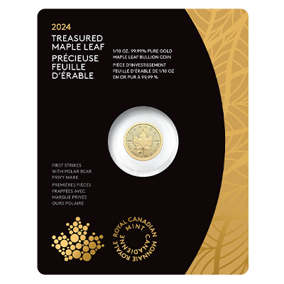 2024 1/10-oz. 99.99% Pure Gold Coin – Treasured Gold Maple Leaf First Strikes: Polar Bear Privy Mark (Premium Bullion)