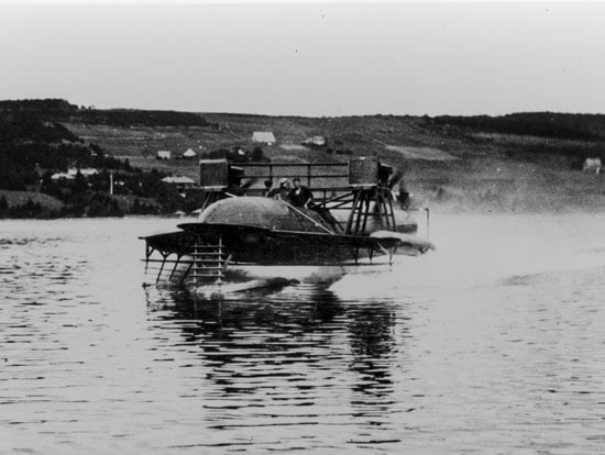 The Hydrofoil boat traveling on water