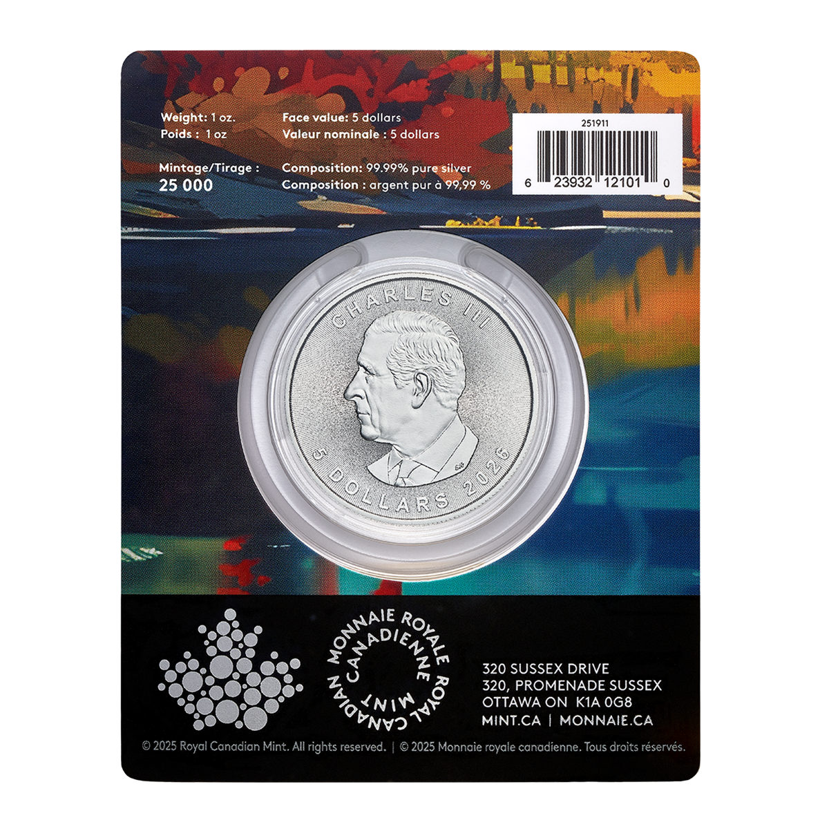 2026 Treasured Silver Maple Leaf: Wolf Privy Mark - 1 oz. 99.99% Pure Silver Coin (Premium Bullion) 