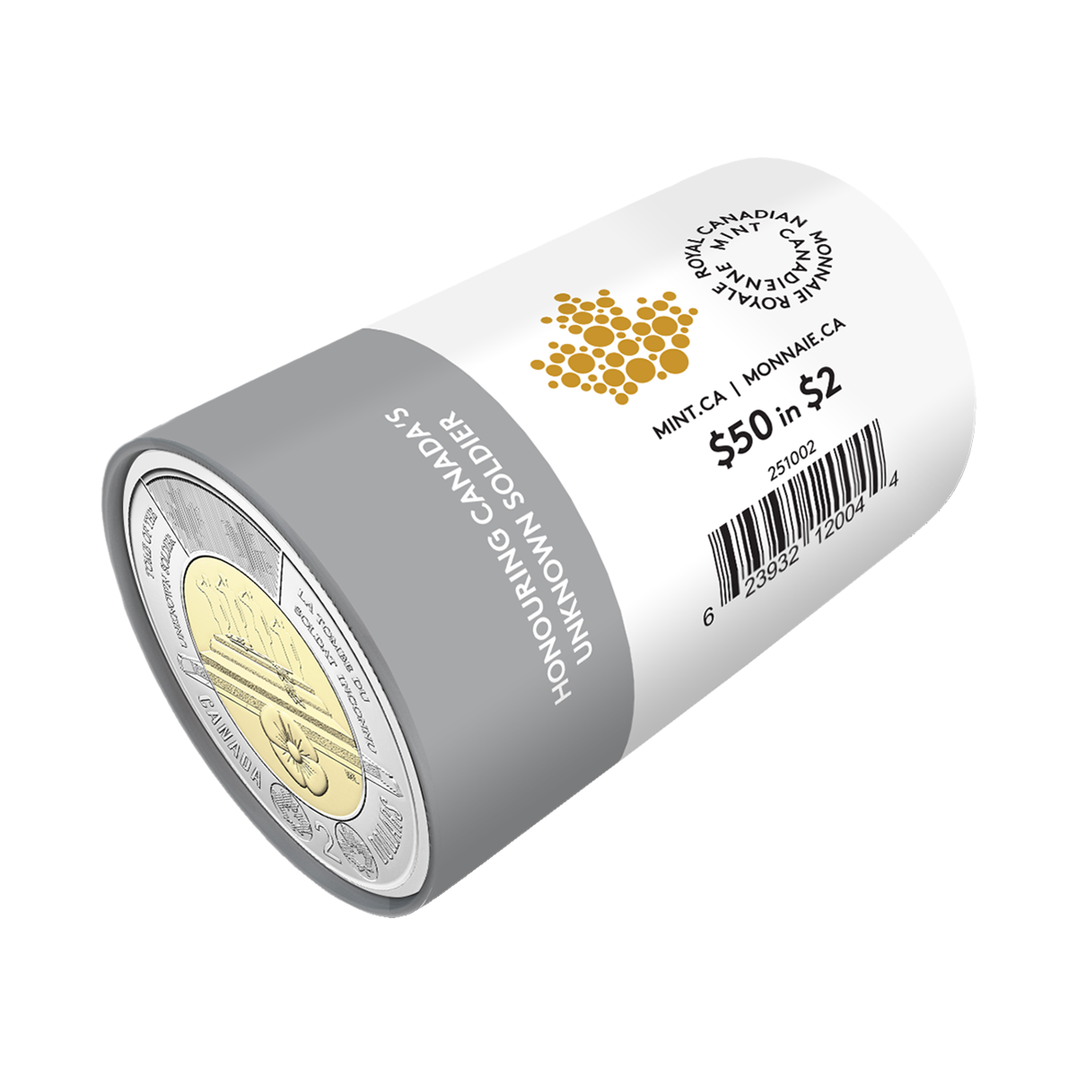 2025 $2 Honouring Canada’s Unknown Soldier Non-Colourized Special Wrap Roll