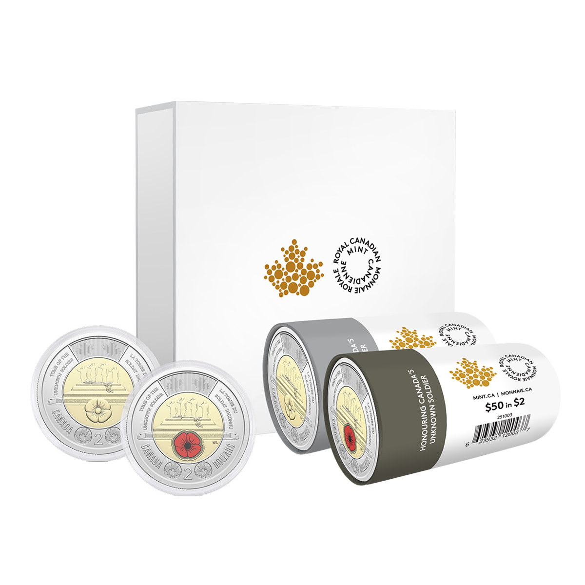 2025 $2 Honouring Canada’s Unknown Soldier Special Wrap Roll Box Set