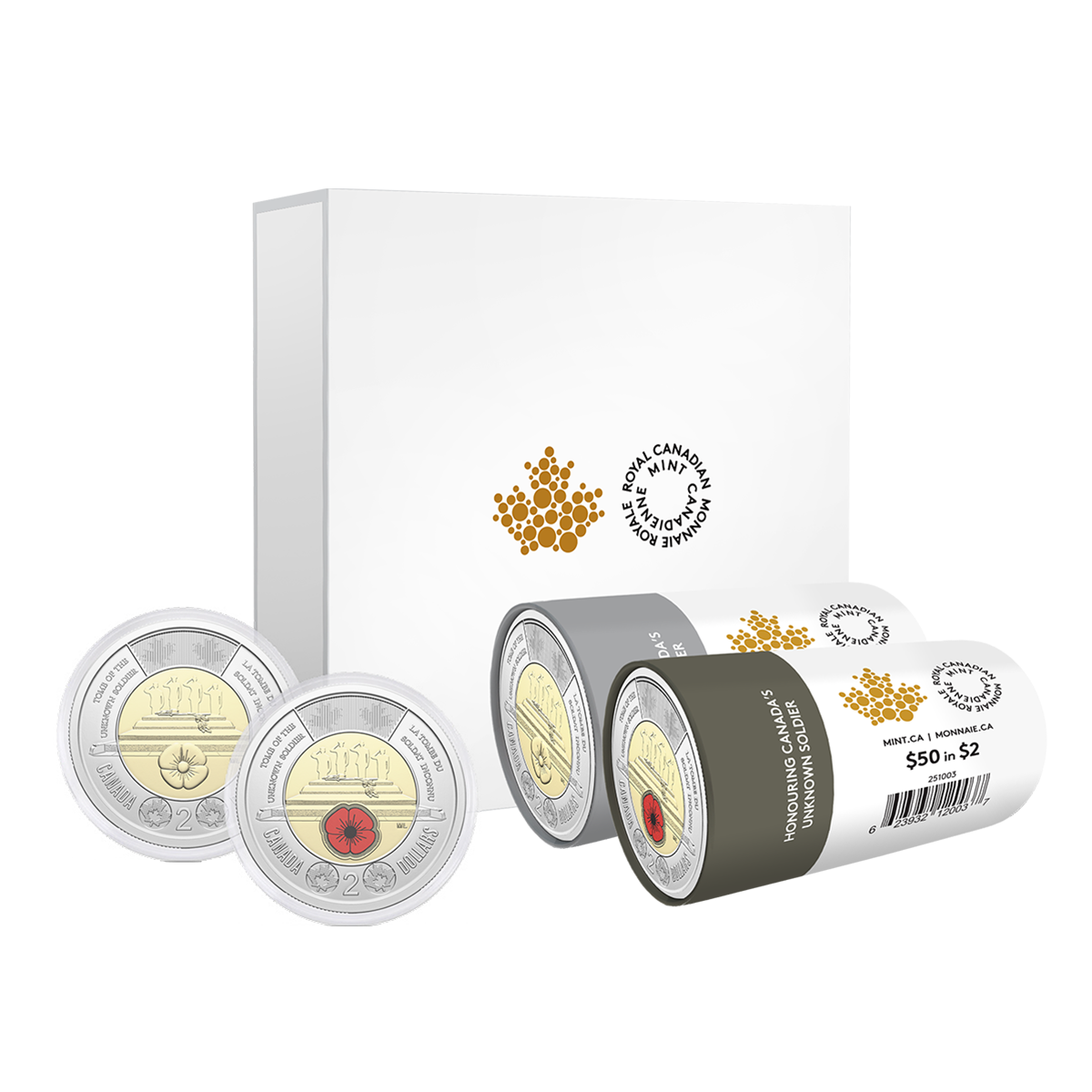 2025 $2 Honouring Canada’s Unknown Soldier Special Wrap Roll Box Set