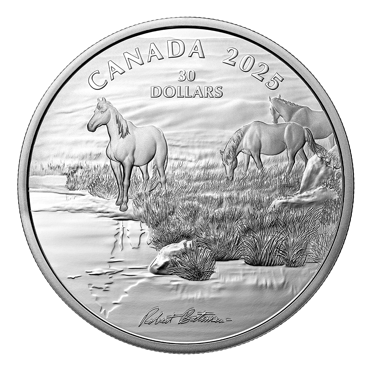 <em>Mustang Country</em> by Robert Bateman – 2 oz. Fine Silver Coin