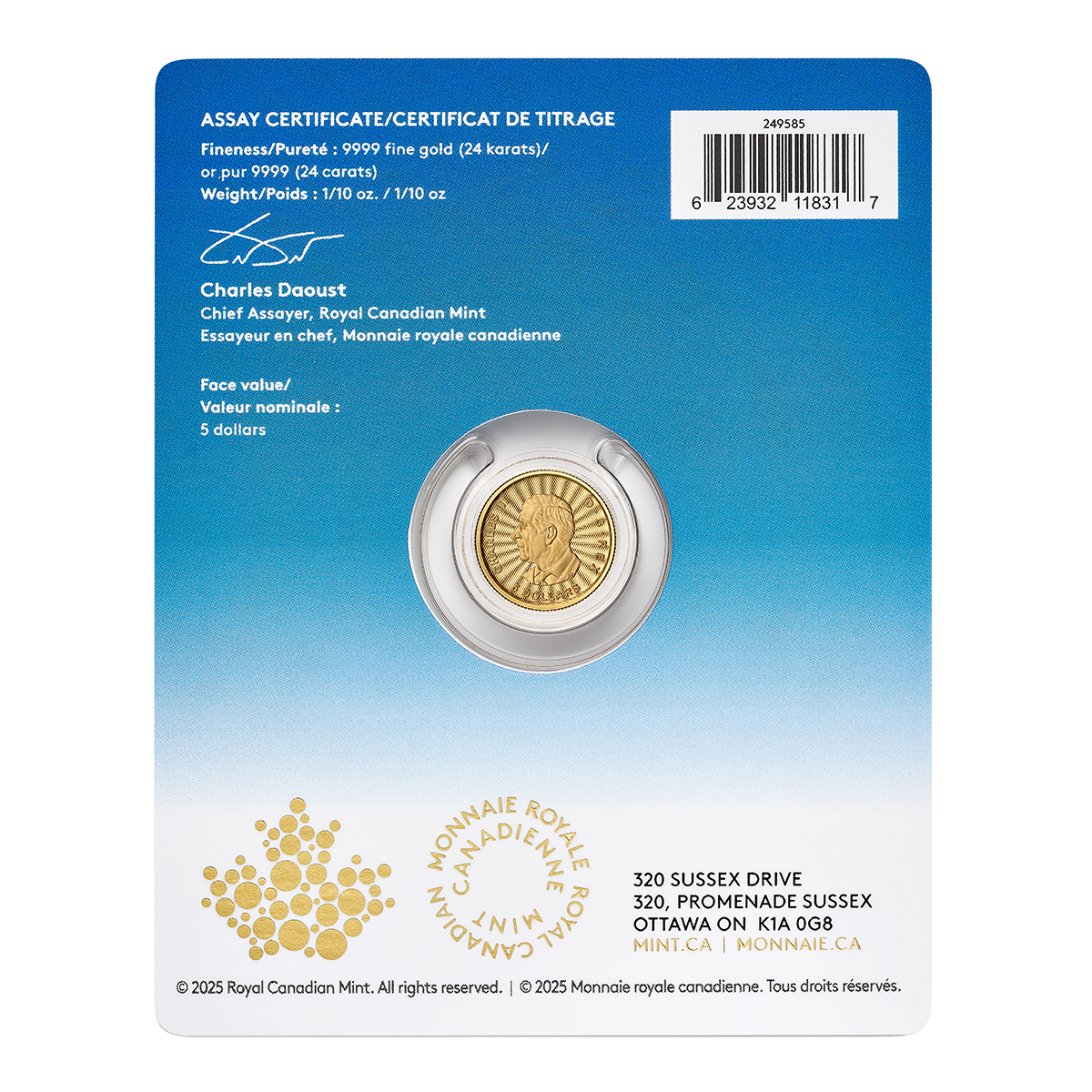 2025 The Majestic Polar Bear: First Strikes – 1/10 oz. 99.99% Pure Gold Coin (Premium Bullion)