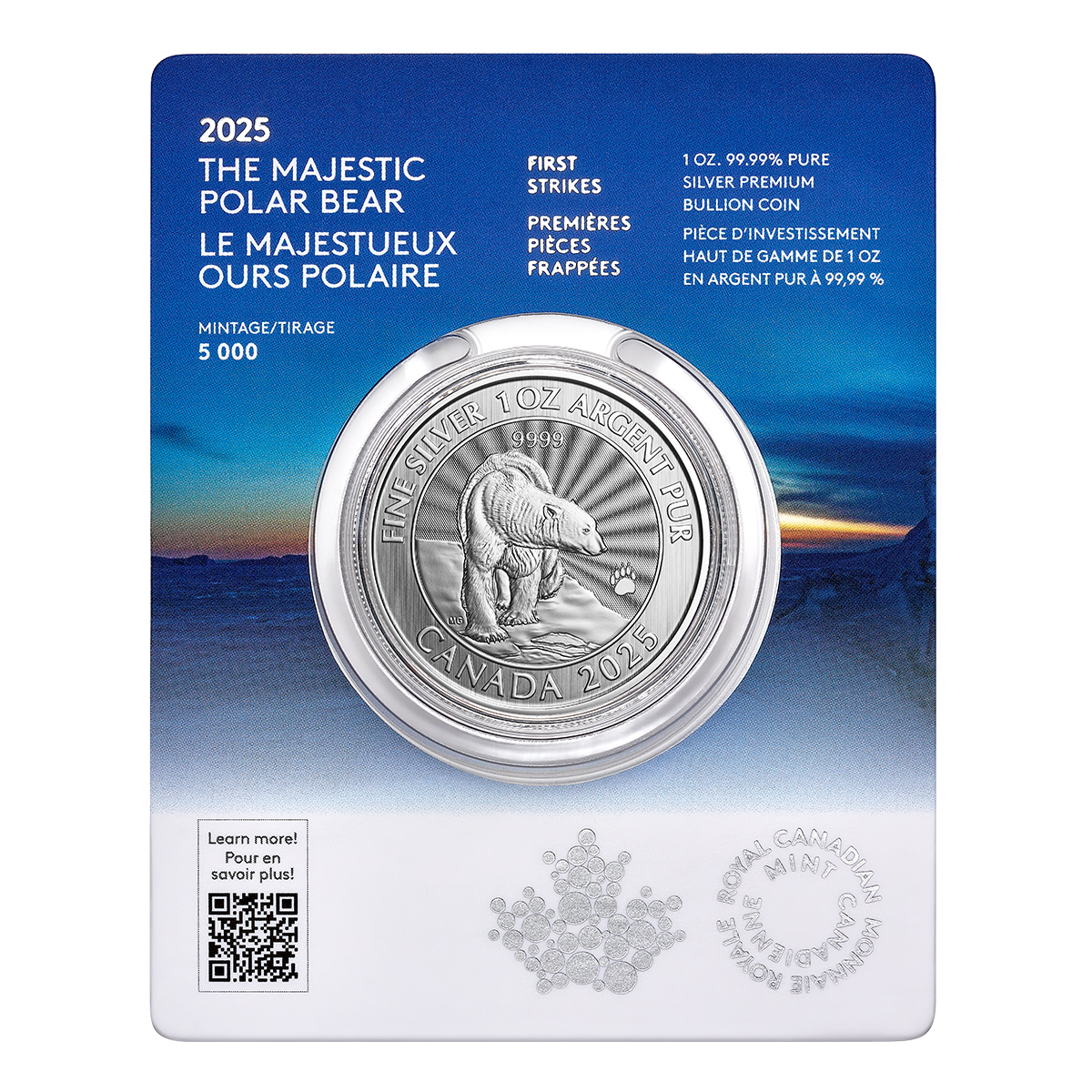 2025 The Majestic Polar Bear: First Strikes – 1 oz. 99.99% Pure Silver Coin (Premium Bullion)
