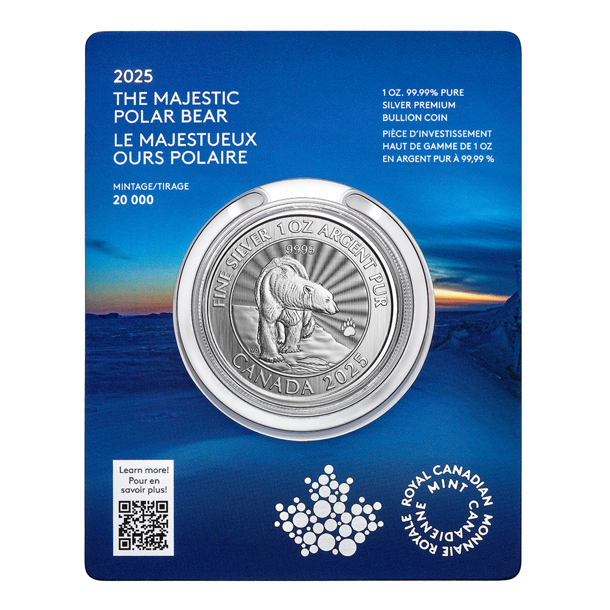 2025 The Majestic Polar Bear – 1 oz. 99.99% Pure Silver Coin (Premium Bullion)