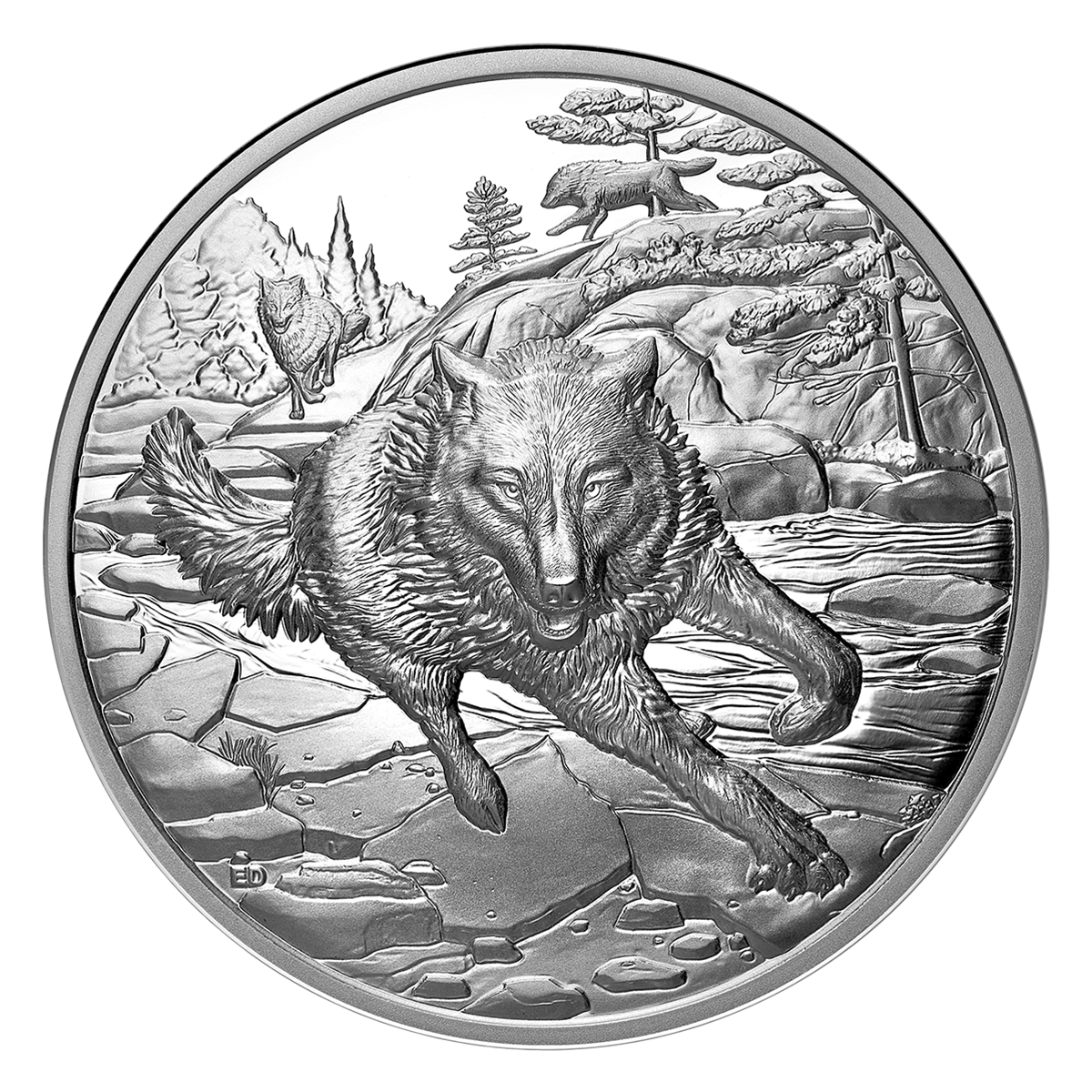 Great Hunters: Grey Wolf – 1 oz. Fine Silver Ultra High Relief Coin