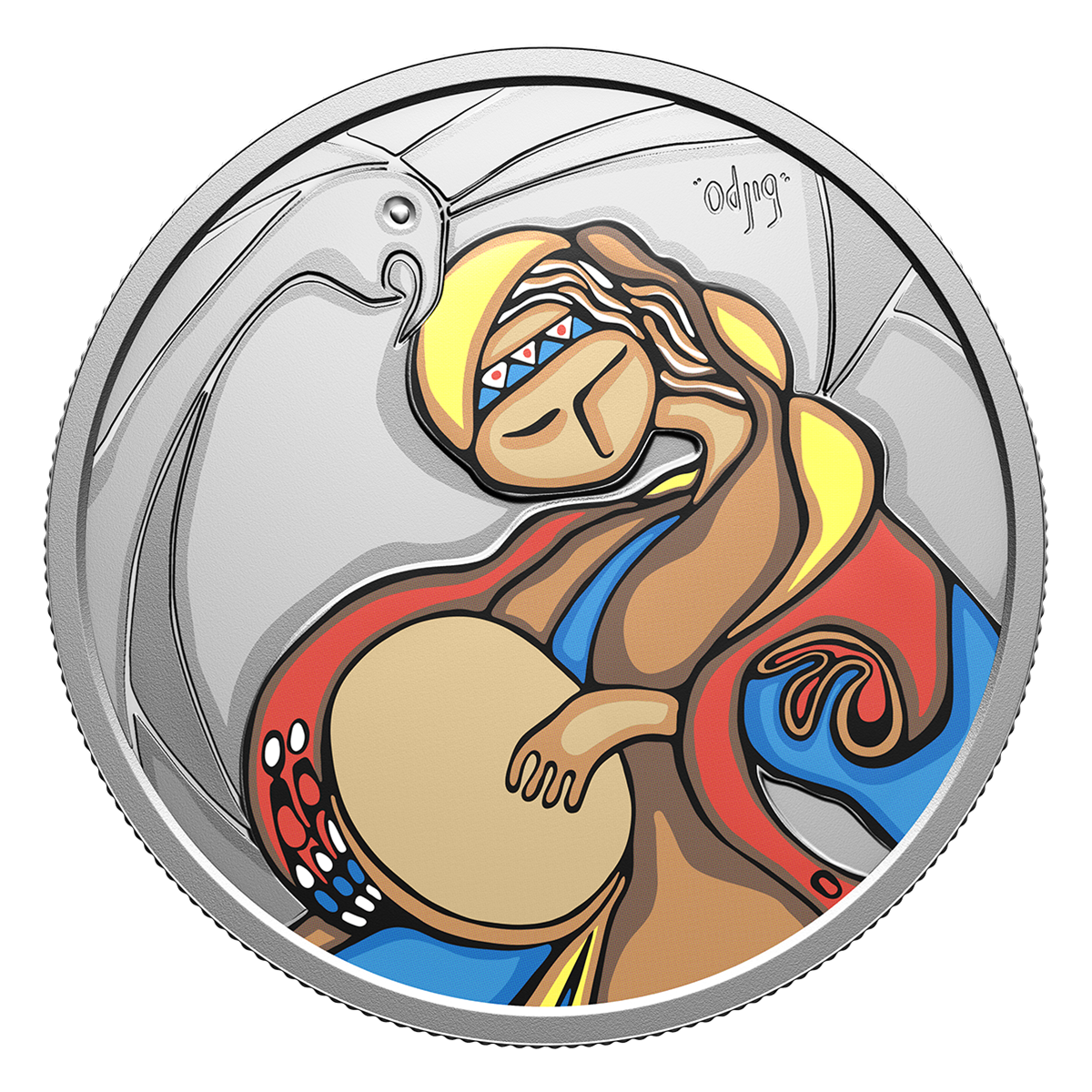 <em>Folk Singer</em> by Daphne Odjig – 1 oz. Fine Silver Coin