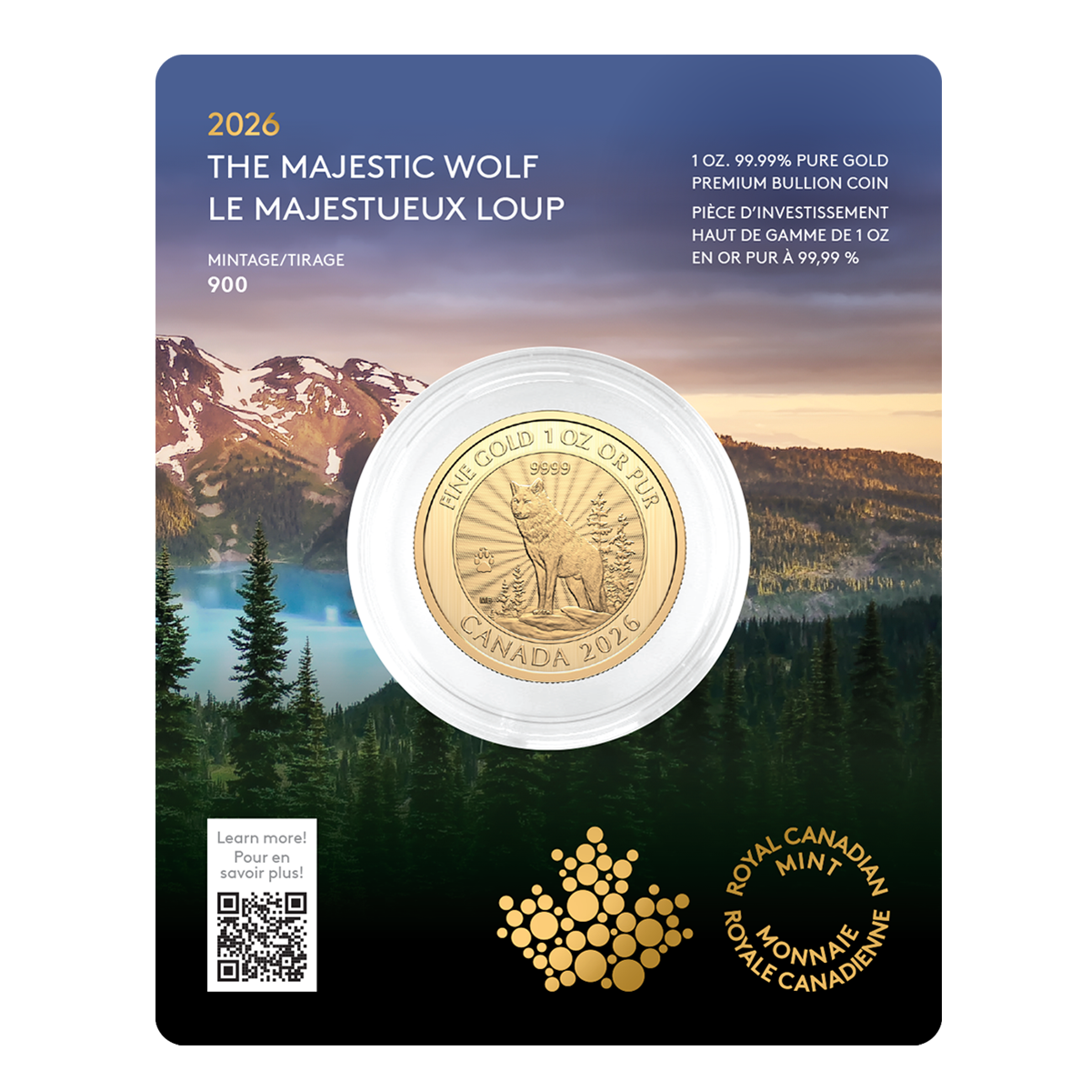 2026 The Majestic Wolf – 1 oz. 99.99% Pure Gold Coin (Premium Bullion)