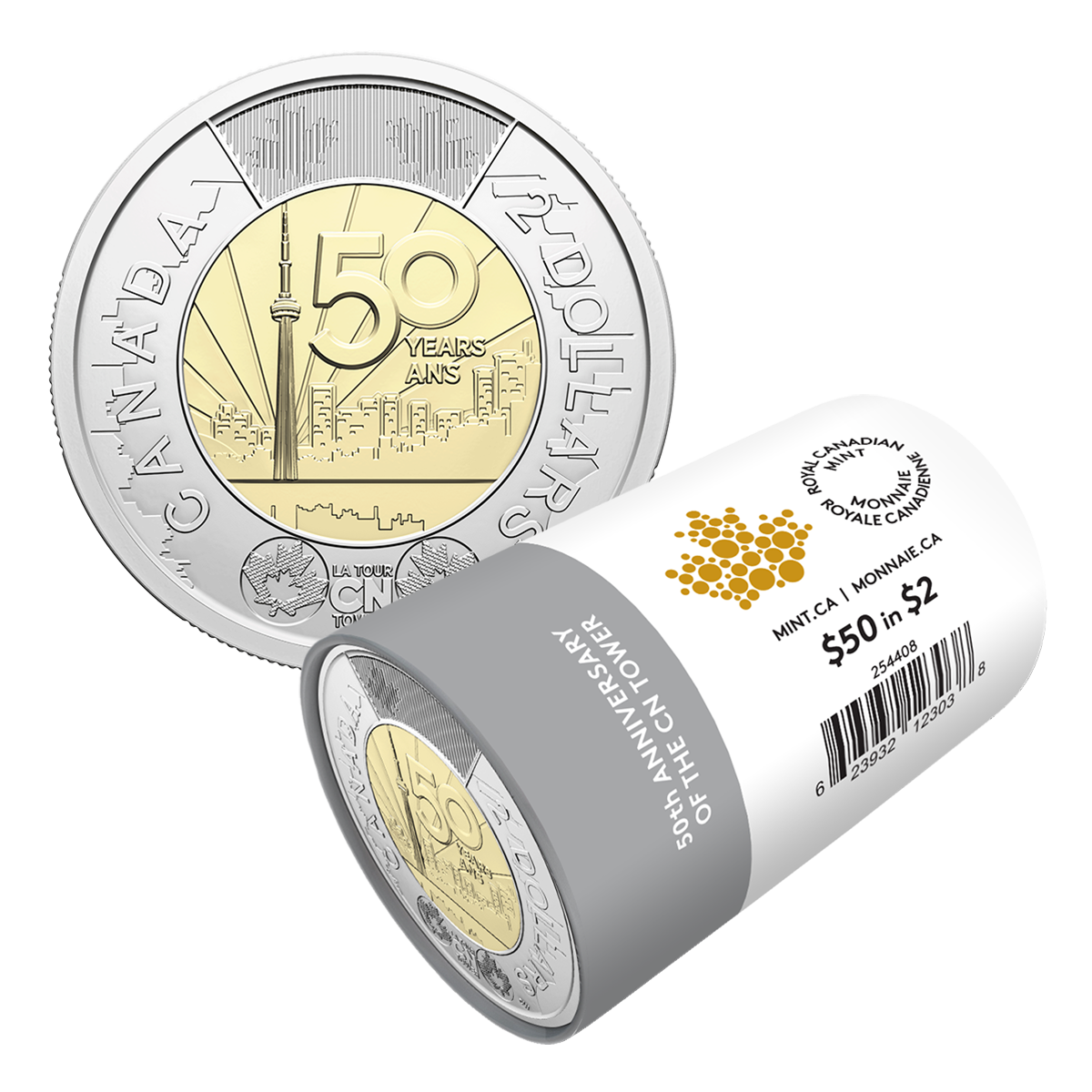 2026 $2 50th Anniversary of the CN Tower Non-colourized Special Wrap Roll