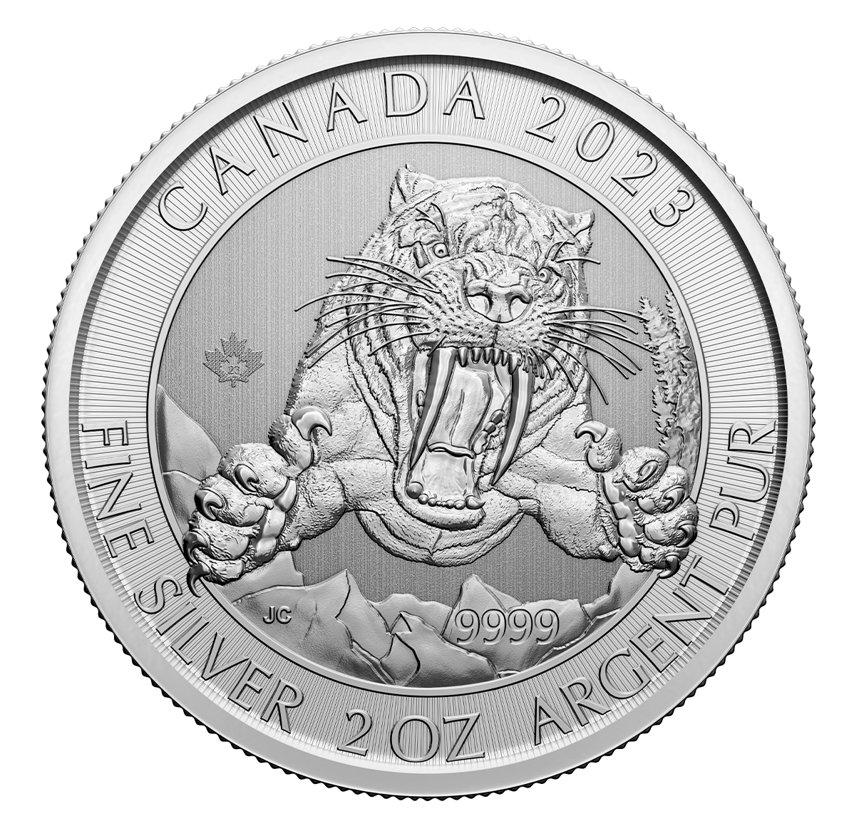 2023 Ice Age: Smilodon Sabre-Toothed Cat - 2 oz. 99.99% Pure Silver Coin (Bullion)