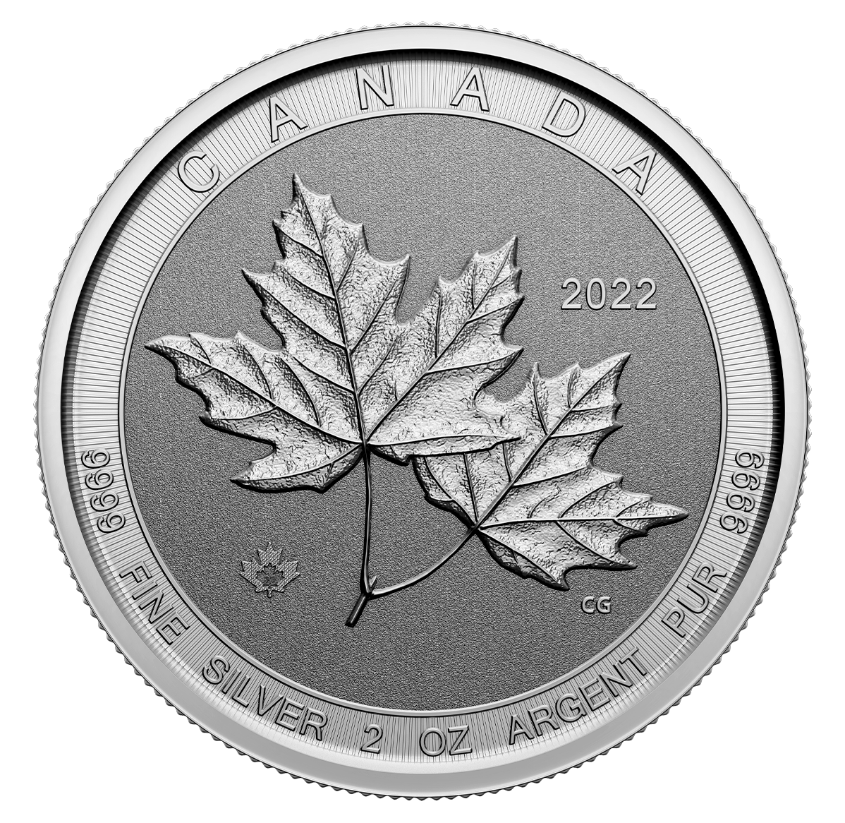 2022 $10 2 oz. 99.99% Pure Silver Coin  &ndash; Twin Maples (Bullion)