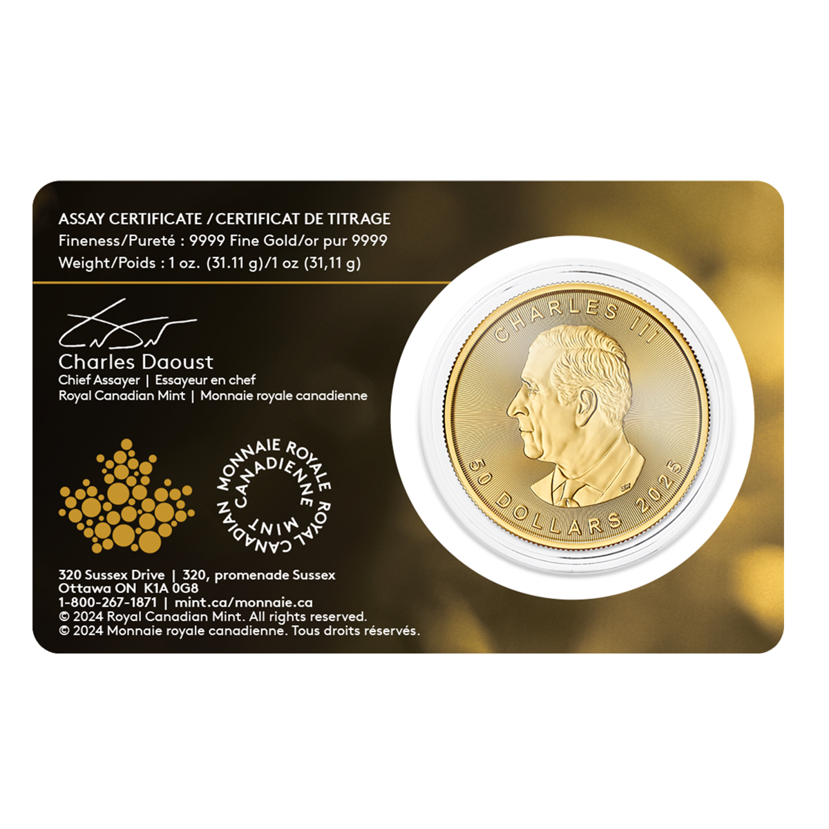2025 GML in Protective Packaging -  1 oz. 99.99% Pure Gold Coin (Bullion)
