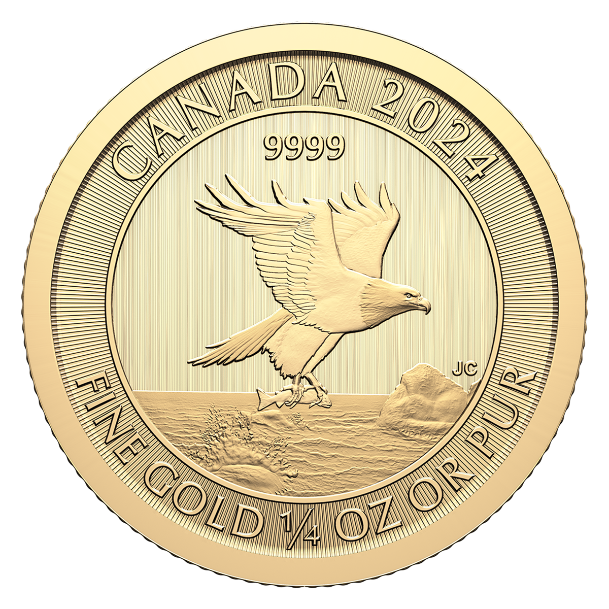 Bald Eagle with Fish - 1/4oz. 99.99% Pure Gold Coin (Bullion)