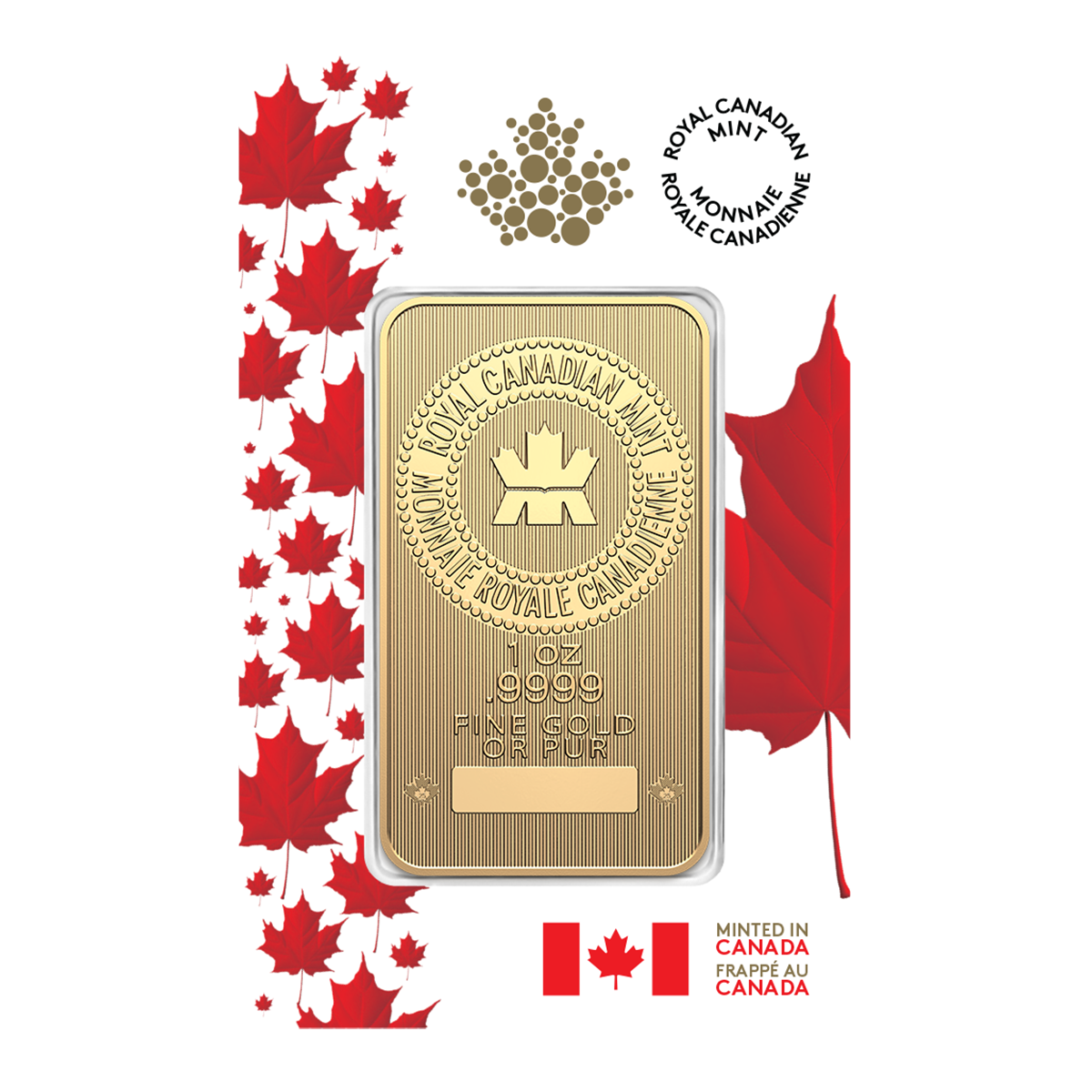 2025 1 oz. 99.99% Pure Gold Bar in Proudly Canadian Packaging (Bullion)